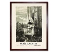 Artery8 Wall Art Print Romeo & Juliet French Advert Theatre Stage Play Shakespeare France Vintage Opera Poster Art Framed in Brown | Size: W12" x H16" Artery8 Brown W12" x H16"