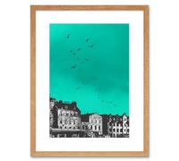 Artery8 Wall Art Print Rooftop Birds Leith Framed 9X7 in Beige | Size: W7" x H9" Artery8 Beige W7" x H9"