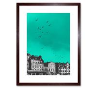 Artery8 Wall Art Print Rooftop Birds Leith Framed 9X7 in Brown | Size: W7" x H9" Artery8 Brown W7" x H9"