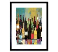 Artery8 Wall Art Print Rose White And Red Glass Wine Bottles On Shelf Artwork Framed 9X7 Inch