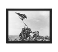 Artery8 Wall Art Print Rosenthal Raising Flag Iwo Jima Iconic WWII Photo Large Framed Wall Décor Art in Black | Size: W18" x H24" Artery8 Black W18" x H24"