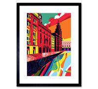Artery8 Wall Art Print Royal Albert Dock Liverpool Waterfront Pop Artwork Framed 9X7 Inch in Black | Size: W7" x H9" Artery8 Black W7" x H9"