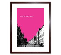 Artery8 Wall Art Print Royal Mile Edinburgh Scotland Famous Street Pink Framed Art in Brown | Size: W7" x H9" Artery8 Brown W7" x H9"