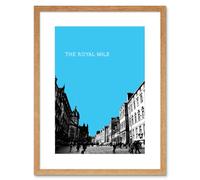 Artery8 Wall Art Print Royal Mile Edinburgh Scotland Famous Street Sky Blue Framed Art in Beige | Size: W7" x H9" Artery8 Beige W7" x H9"