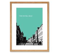 Artery8 Wall Art Print Royal Mile Edinburgh Scotland Famous Street Teal Framed Art in Beige | Size: W7" x H9" Artery8 Beige W7" x H9"