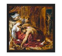 Artery8 Wall Art Print Rubens Samson & Delilah Square Framed Picture 16X16 Inch in Black | Size: W16" x H16" Artery8 Black W16" x H16"