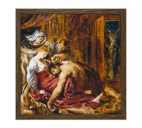 Artery8 Wall Art Print Rubens Samson & Delilah Square Framed Picture 16X16 Inch in Brown | Size: W16" x H16" Artery8 Brown W16" x H16"