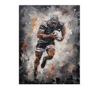 Artery8 Wall Art Print Rugby Fan Artwork World Cup Forward With Ball Action Painting For Him Man Cave Poster in Grey | Size: W12" x H16" Artery8 Grey W12" x H16"