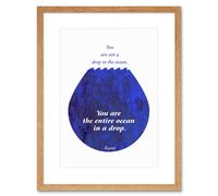 Artery8 Wall Art Print Rumi You Are Entire Ocean Drop Artwork Framed 9X7 Inch in Beige | Size: W7" x H9" Artery8 Beige W7" x H9"
