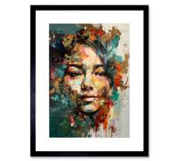 Artery8 Wall Art Print Sad Young Woman Face Beauty Portrait Multicoloured Artwork Framed 9X7 Inch