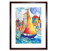 Artery8 Wall Art Print Sailboat By Harbour Folk Artwork Framed 9X7 Inch in Brown | Size: W7" x H9" Artery8 Brown W7" x H9"