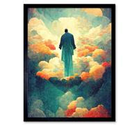 Artery8 Wall Art Print Saint Peter Heaven Modern Christian Art God Jesus Art Framed in Black | Size: W12" x H16" Artery8 Black W12" x H16"