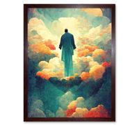Artery8 Wall Art Print Saint Peter Heaven Modern Christian Art God Jesus Art Framed in Brown | Size: W12" x H16" Artery8 Brown W12" x H16"