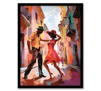 Artery8 Salsa Street Dance Mambo Colourful Dancing Painting Rhythm Body Energy Theatre Arts Artwork Art Print Framed Poster Wall Decor 12x16 inch