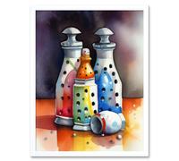 Artery8 Wall Art Print Salt & Pepper Ceramic Shakers Modern Folk Art Framed in White | Size: W12" x H16" Artery8 White W12" x H16"