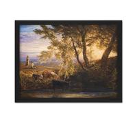 Artery8 Wall Art Print Samuel Palmer The Setting Sun 1862 Painting Large Framed Wall Décor Art in Brown | Size: W18" x H24" Artery8 Brown W18" x H24"