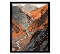 Artery8 Wall Art Print Scaffel Pike Hiking Trail Rocky Mountain Landscape Art Framed in Black | Size: W12" x H16" Artery8 Black W12" x H16"