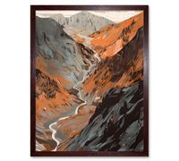 Artery8 Wall Art Print Scaffel Pike Hiking Trail Rocky Mountain Landscape Art Framed in Brown | Size: W12" x H16" Artery8 Brown W12" x H16"