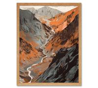 Artery8 Wall Art Print Scaffel Pike Hiking Trail Rocky Mountain Landscape Art Framed in Light Oak | Size: W12" x H16" Artery8 Light Oak W12" x H16"