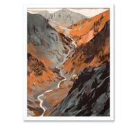 Artery8 Wall Art Print Scaffel Pike Hiking Trail Rocky Mountain Landscape Art Framed in White | Size: W12" x H16" Artery8 White W12" x H16"