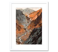 Artery8 Wall Art Print Scaffel Pike Hiking Trail Rocky Mountain Landscape Artwork Framed 9X7 Inch in White | Size: W7" x H9" Artery8 White W7" x H9"