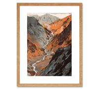 Artery8 Wall Art Print Scaffel Pike Hiking Trail Rocky Mountain Landscape Artwork Framed 9X7 Inch in Beige | Size: W7" x H9" Artery8 Beige W7" x H9"