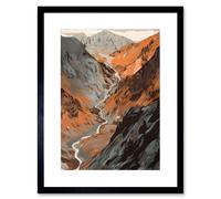 Artery8 Wall Art Print Scaffel Pike Hiking Trail Rocky Mountain Landscape Artwork Framed 9X7 Inch in Black | Size: W7" x H9" Artery8 Black W7" x H9"