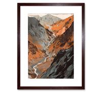 Artery8 Wall Art Print Scaffel Pike Hiking Trail Rocky Mountain Landscape Artwork Framed 9X7 Inch in Brown | Size: W7" x H9" Artery8 Brown W7" x H9"