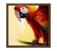 Artery8 Wall Art Print Scarlet Macaw Parrot on Branch Red Yellow Blue Bird Bright Sunny Painting Square Framed Picture 16X16 Inch | Size: W16" x H16" Artery8 Brown W16" x H16"