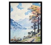 Artery8 Wall Art Print Scenic Lake District Landscape with Autumn Trees Framed | Size: W12" x H16" Artery8 Multicolor W12" x H16"