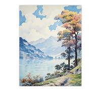 Wall Art Print Scenic Lake District Landscape with Autumn Trees Poster Picture Artery8 Multi W18 inch x H24 inch