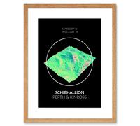 Artery8 Wall Art Print Schiehallion Mountain Topography Perth & Kinross Scotland Framed Art in Beige | Size: W7" x H9" Artery8 Beige W7" x H9"