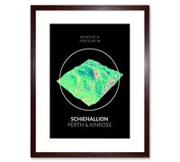 Artery8 Wall Art Print Schiehallion Mountain Topography Perth & Kinross Scotland Framed Art in Brown | Size: W7" x H9" Artery8 Brown W7" x H9"