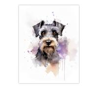 Artery8 Wall Art Print Schnauzer Lovers Gift Watercolour Pet Portrait Painting Artwork Poster | Size: W24" x H32" Artery8 Multicolor W24" x H32"