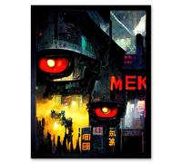 Artery8 Wall Art Print Sci Fi Complex Machines Mecha Japanese Big Brother Art Framed in Black | Size: W12" x H16" Artery8 Black W12" x H16"