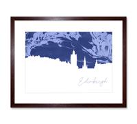 Artery8 Wall Art Print Scotland Edinburgh Cityscape Marble Blue Framed in Brown | Size: W7" x H9" Artery8 Brown W7" x H9"