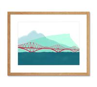 Artery8 Wall Art Print Scotland Edinburgh Forth Rail Arthurs Seat Framed in Beige | Size: W7" x H9" Artery8 Beige W7" x H9"