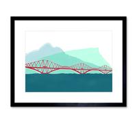 Artery8 Wall Art Print Scotland Edinburgh Forth Rail Arthurs Seat Framed in Black | Size: W7" x H9" Artery8 Black W7" x H9"