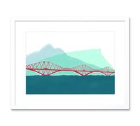 Artery8 Wall Art Print Scotland Edinburgh Forth Rail Arthurs Seat Framed in White | Size: W7" x H9" Artery8 White W7" x H9"