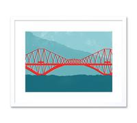 Artery8 Wall Art Print Scotland Edinburgh Forth Rail Framed in White | Size: W7" x H9" Artery8 White W7" x H9"