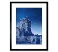 Artery8 Wall Art Print Scotland Eilean Donan Night Framed 9X7 Inch