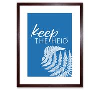 Artery8 Wall Art Print Scotland Flower Quote Keep The Heid Framed in Brown | Size: W7" x H9" Artery8 Brown W7" x H9"