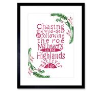 Artery8 Wall Art Print Scotland Hand Lettering Heart Highlands Burns Framed in Black | Size: W7" x H9" Artery8 Black W7" x H9"