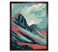 Artery8 Wall Art Print Scottish Highlands Mountain Landscape Art Framed in Brown | Size: W12" x H16" Artery8 Brown W12" x H16"