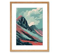 Artery8 Wall Art Print Scottish Highlands Mountain Landscape Artwork Framed 9X7 Inch in Beige | Size: W7" x H9" Artery8 Beige W7" x H9"