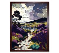Artery8 Wall Art Print Scottish Landscape with Stormy Clouds Art Framed in Brown | Size: W12" x H16" Artery8 Brown W12" x H16"