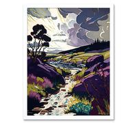 Artery8 Wall Art Print Scottish Landscape with Stormy Clouds Art Framed in White | Size: W12" x H16" Artery8 White W12" x H16"