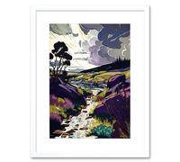 Artery8 Wall Art Print Scottish Landscape with Stormy Clouds Artwork Framed 9X7 Inch in White | Size: W7" x H9" Artery8 White W7" x H9"