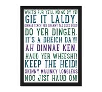 Artery8 Wall Art Print Scottish Sayings Phrases Scotland Typography Picture Art Large Framed Wall Décor Art in Light Oak | Size: W18" x H24" Artery8 Light Oak W18" x H24"