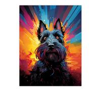 Artery8 Wall Art Print Scotty Dog Scottish Terrier Dog Lover Gift Pet Portrait Vibrant Orange Purple Blue Artwork Painting Poster | Size: W18" x H24" Artery8 Multicolor W18" x H24"
